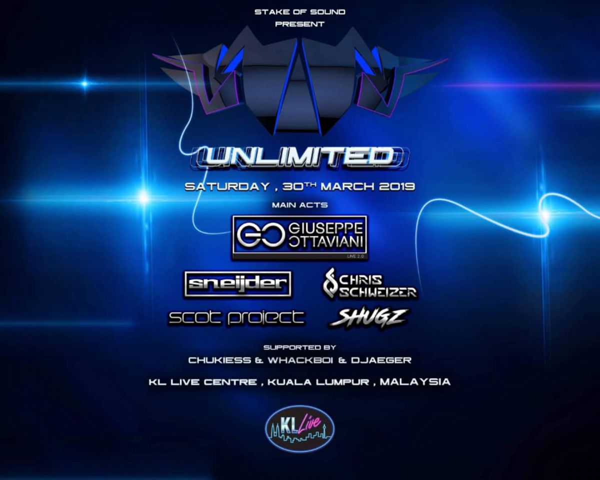 STAKE OF SOUND UNLIMITED、30 March 2019、Giuseppe Ottavianiら出演者、KL Live Centre Kuala Lumpurを含む原画。